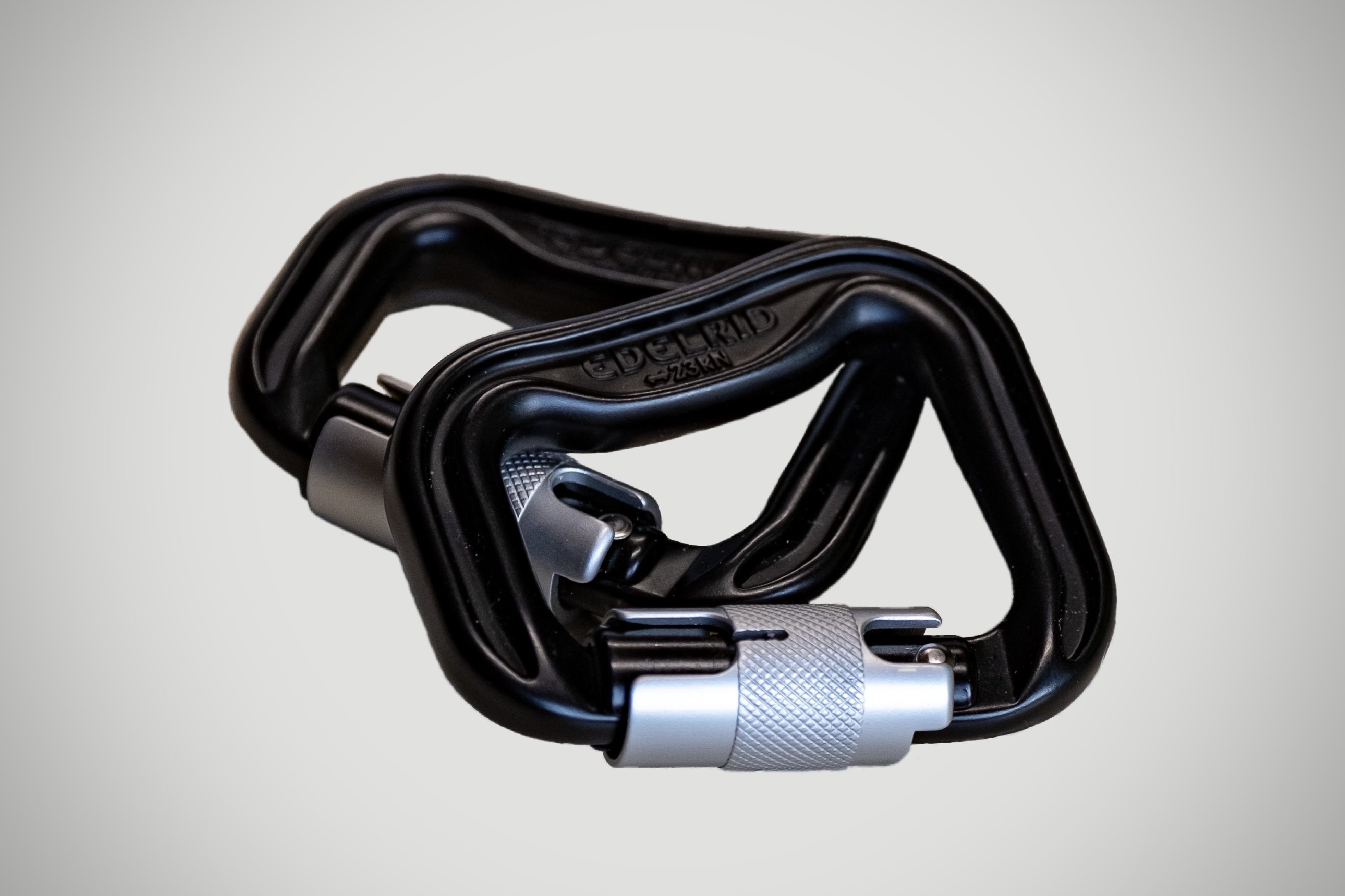 Paragliding carabiners used in connection points.