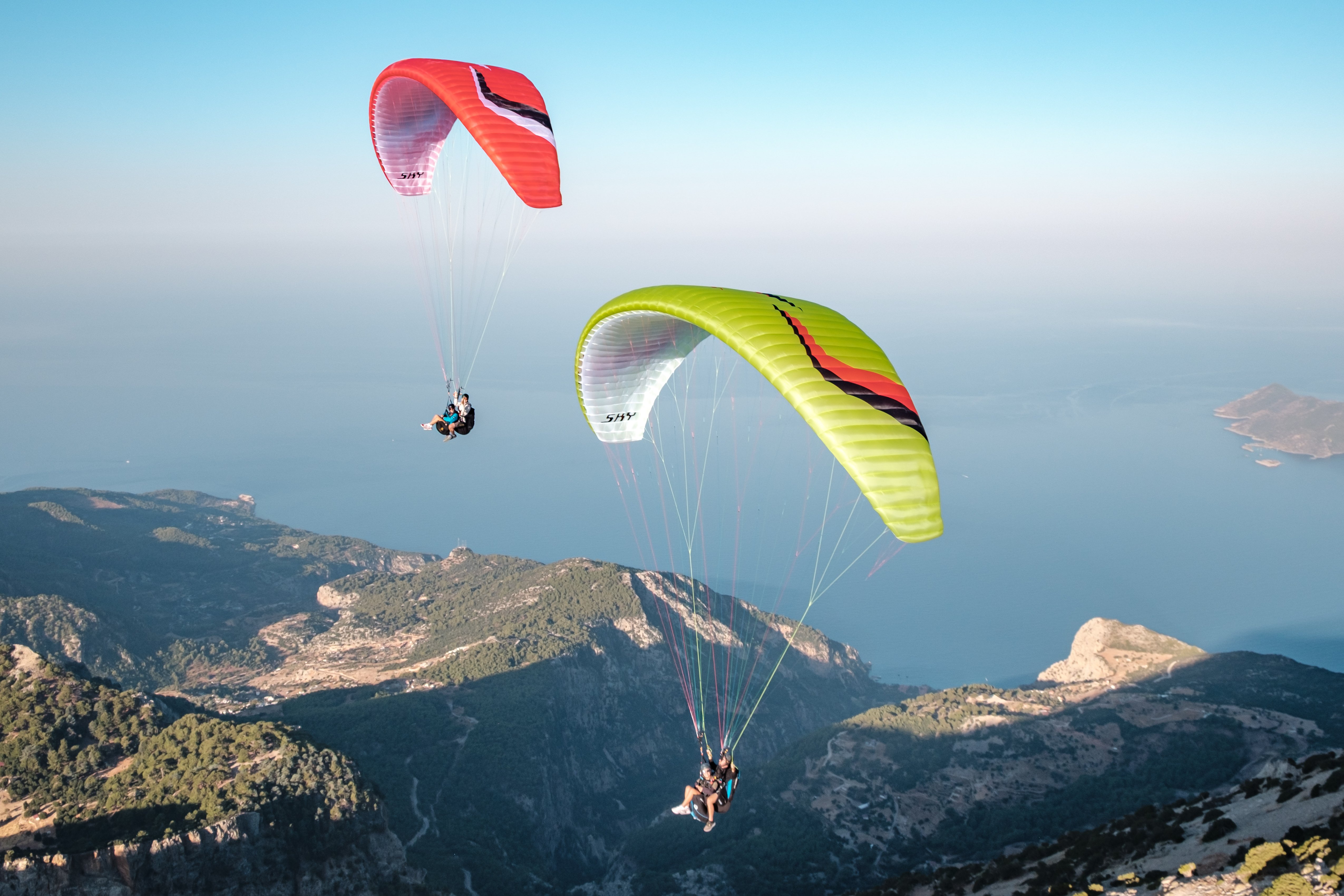 Sky Paragliders Metis 5 tandem wing in flight.