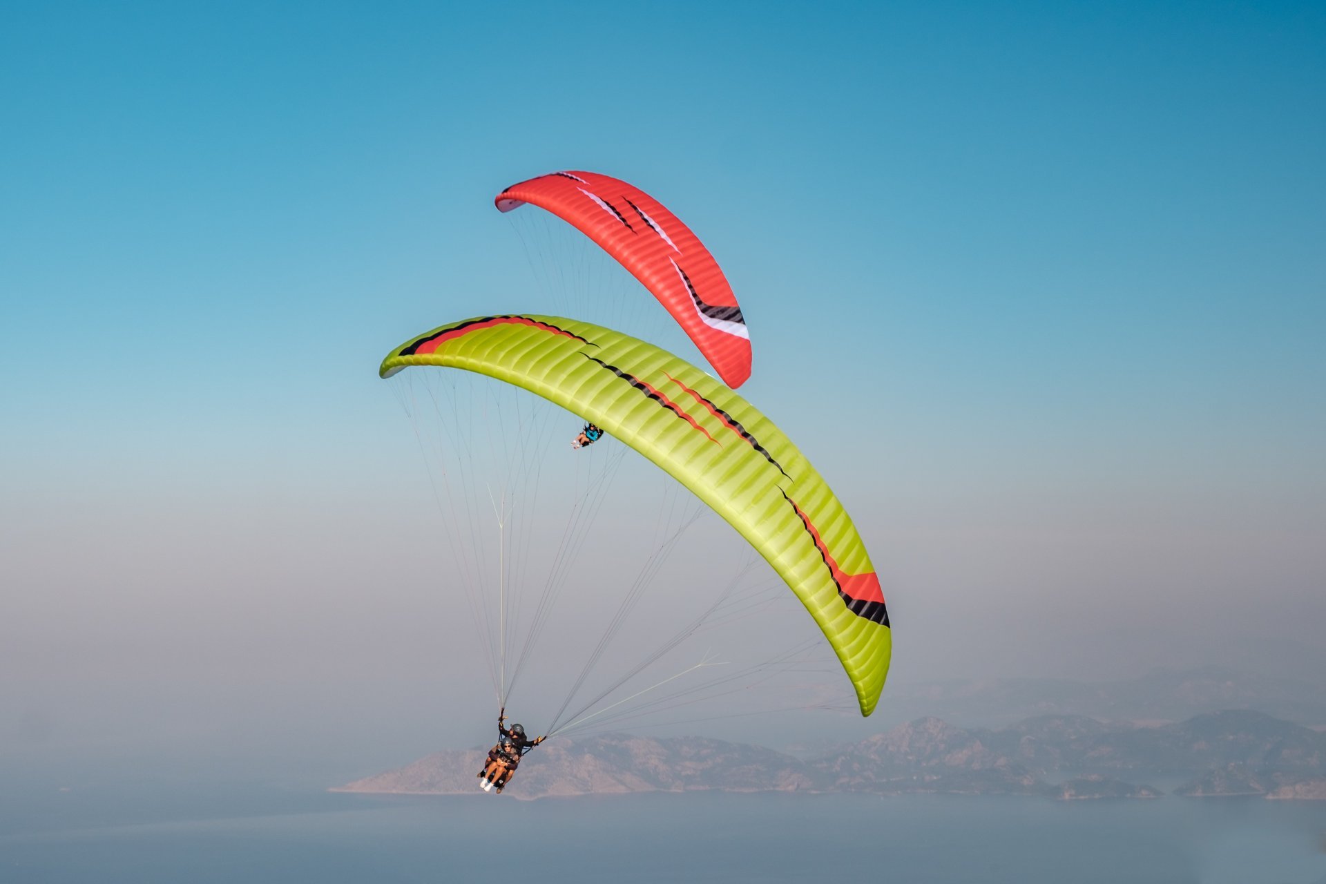 Sky Paragliders Metis 5 tandem wing in flight.